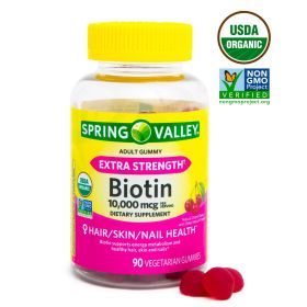 Spring Valley Biotin 10; 000 mcg Vegetarian Gummy Supplement; 90 Count