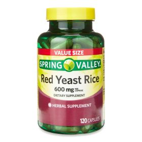 Spring Valley Red Yeast Rice Supplement; 600 mg; 120 Count