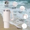 40oz large capacity tumbler, With Handle And Straw Lid