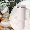 40oz large capacity tumbler, With Handle And Straw Lid